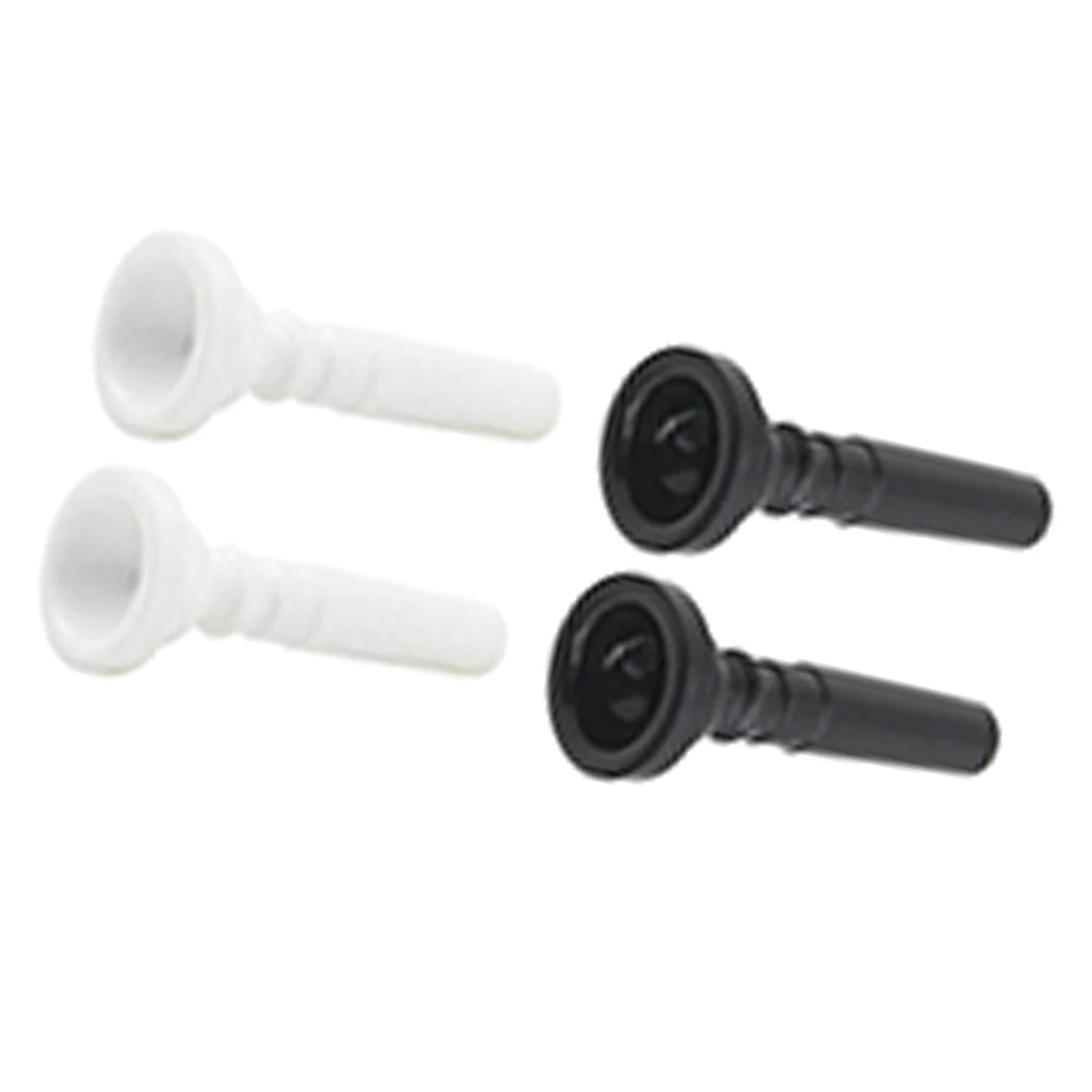 4x Black / White Plastic Mouthpiece For Trumpets Brass Instruments