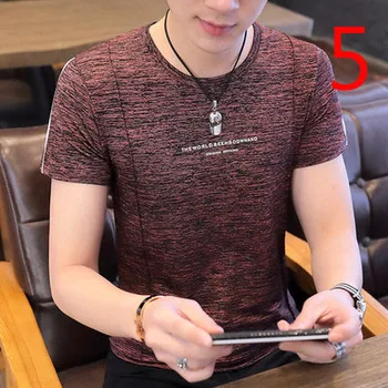 

Short-sleeved t-shirt men's thin section solid color mercerized cotton men's short-sleeved t-shirt large size half-sleeved 8829