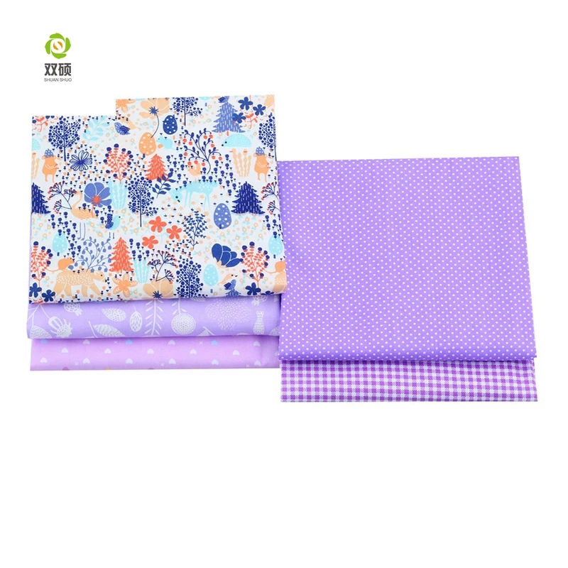 New Purple Floral Patchwork Cotton Fabric Fat Quarter Bundles Needlework Textile Sewing Fabric For Bags Clothes 40*50cm A2-5-2