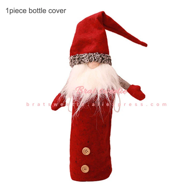 red bottle cover Санта Клаус винная Кепка Чехол для стула «Рождество» столовая посуда вечерние рождественские красная шляпа посуда покрывает рождественские украшения для дома - Цвет: red bottle cover