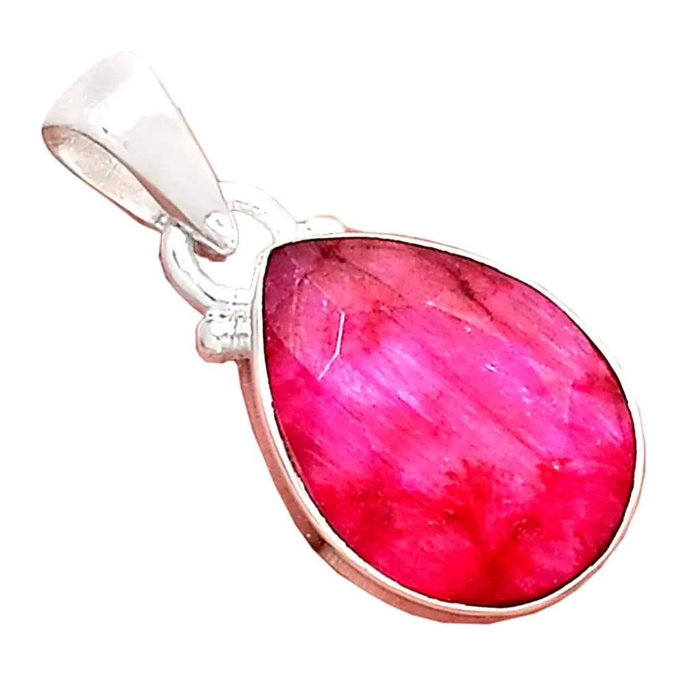 

Genuine Ruby Pendant 925 Sterling Silver, 26.8 mm, AP6524