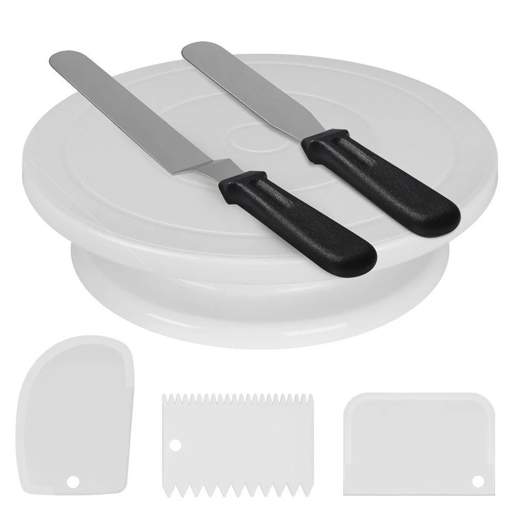 Home Baking Cake Turntable Decorating Set Round Mould Comb Scraper Smoother Fondant Dessert Kit Pastry Supplies | Дом и сад