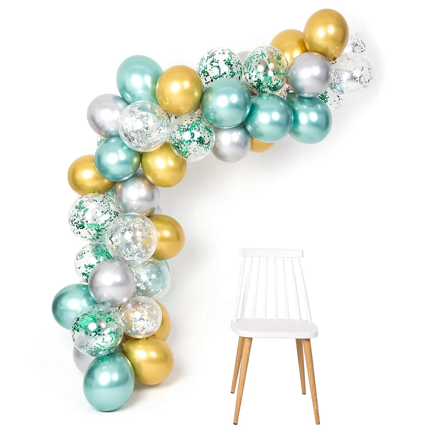 METABLE Green Gold Silver Metallic Balloons Garland Arch Kit 12inch 50pcs For Jungle Theme Party Supplies Baby Shower Birthday