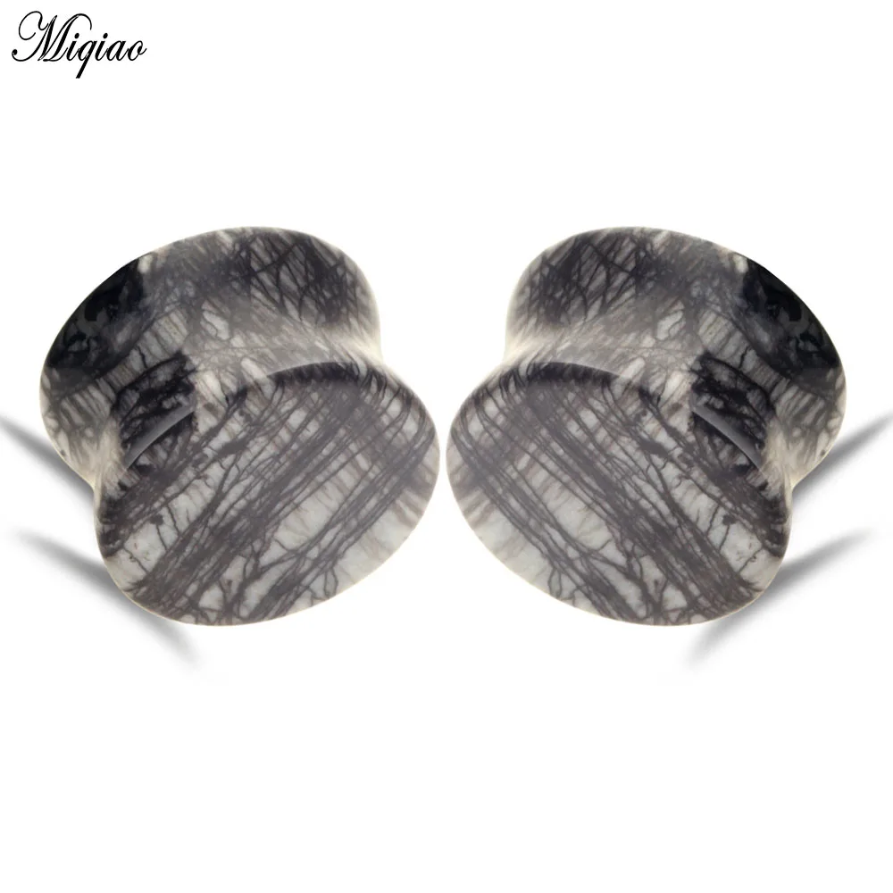 

Miqiao 2pcs New Product Natural Stone Horn Ear Expander Stone Ear Expander 6mm-16mm Exquisite Human Body Piercing Jewelry