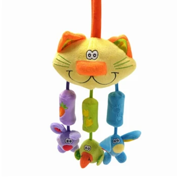 

Baby Stuffed Cartoon Car Bed Hanging Rattle Toy Cat Wind Christmas Toy Soft Plush Toy With 3 Intelligent s Newborn Toyss Kids