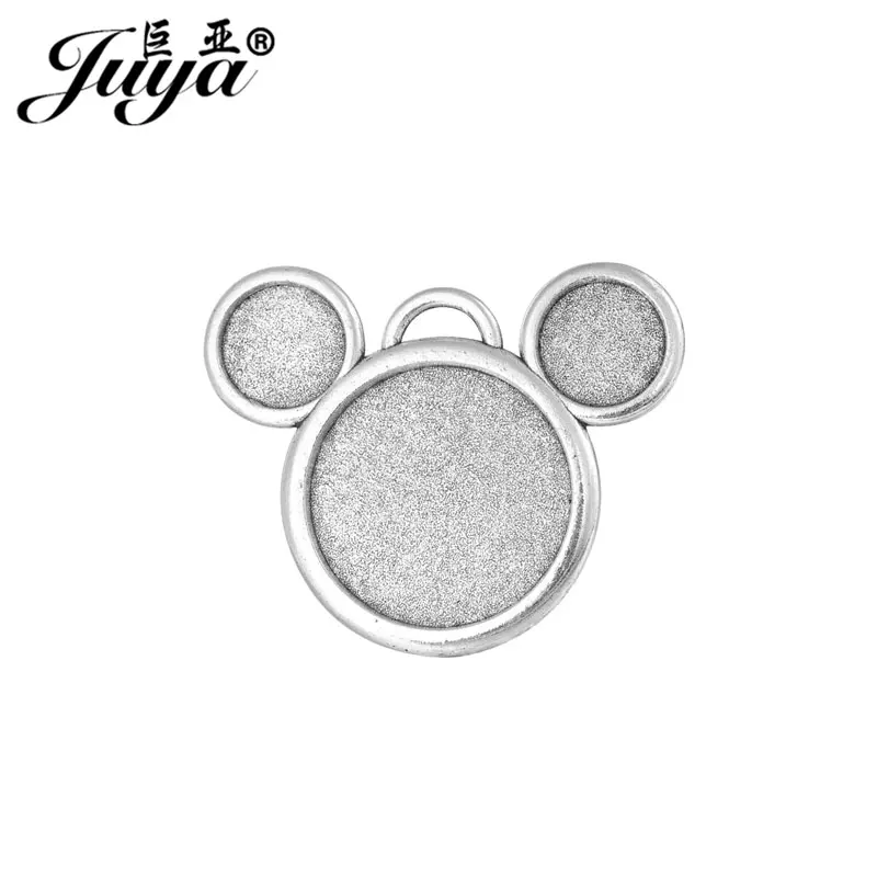 20PCS Lovely Mouse Pendant Cabochon Base 25mm Tray Charms For DIY Necklace Jewelry Making Findings Crafts Supplies Accessories
