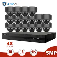 Anpviz 16CH 4 к NVR 5MP 4X оптический POE, купольная комплект ip-камеры безопасности на открытом воздухе 8/10/12/16 фото CCTV видео наблюдения NVR Наборы