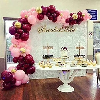 

100pcs Pink Burgundy Gold Balloon Garland & Arch Kit Tying Tool for Wedding Bridal Shower Bachelorette Party Birthday Party