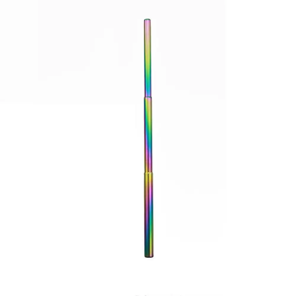 1Pcs Rainbow Straw 3 шт портативная Телескопическая из нержавеющей стали Серебряная Питьевая Солома для путешествий многоразовая Раскладной Металлический с соломенным ведром и щеткой - Цвет: 1Pcs Rainbow Straw
