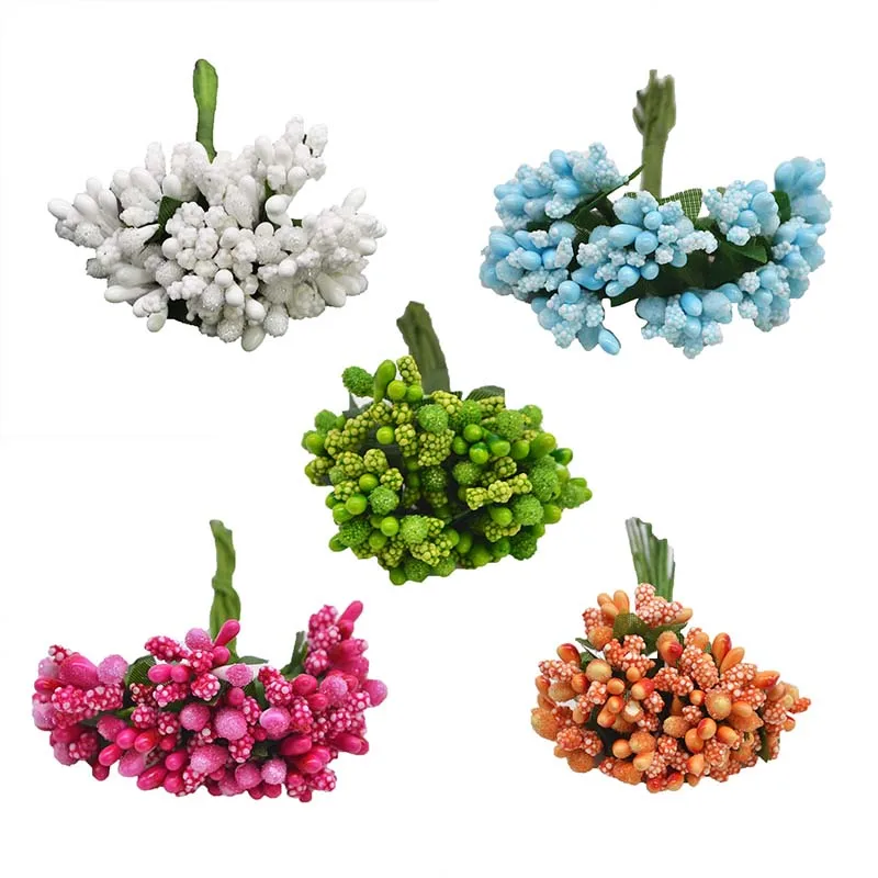 72pcs/lot Mini Artificial Berry Stamen Bud Bouquet Leaf Flowers Party Wedding Decoration for home flower wreaths Floral Supplies