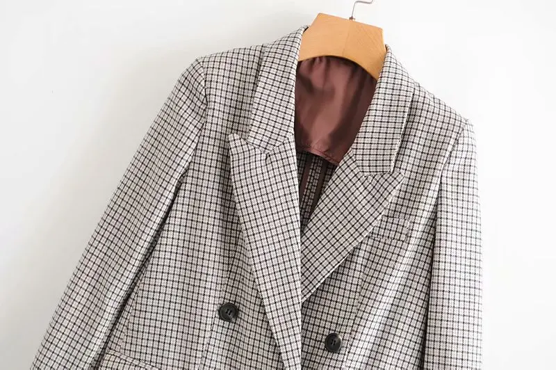 

F5559-Western Style WOMEN'S Dress 2019 Spring And Autumn New Style Double Breasted Thousands of Birds Suit Jacket Women's