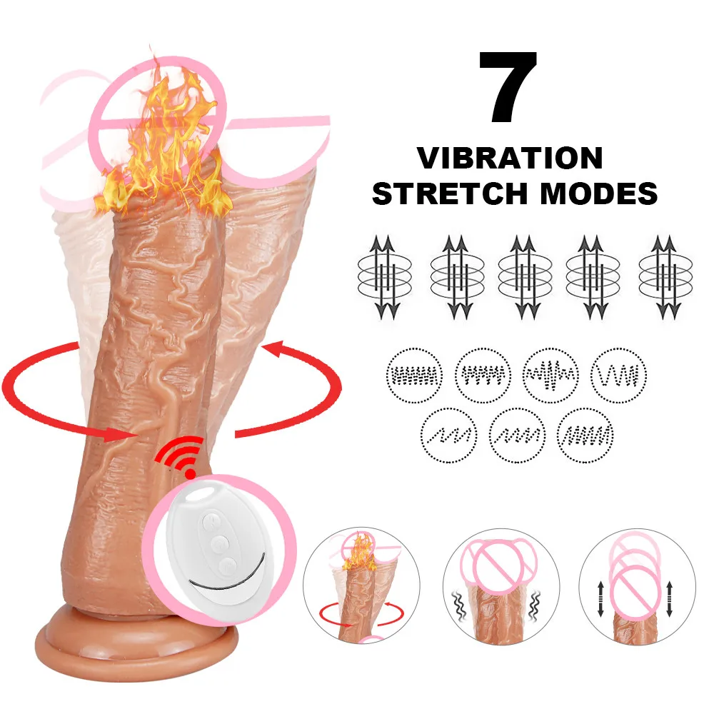 Heating Telescopic Dildo Vibrator For Husband And Wife Anal Vagina Massager Realistic Penis Suction Cup Dick Dildo Adult Sex ToyDildos