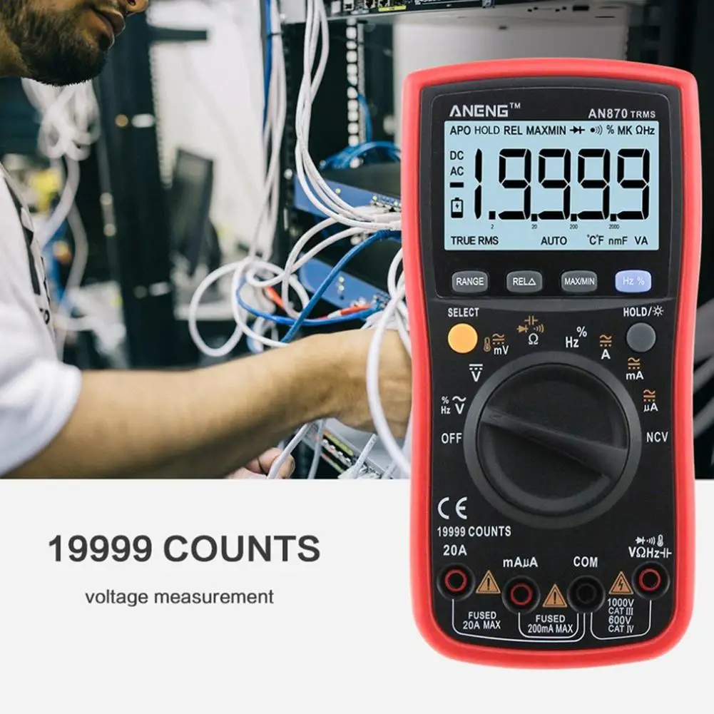 ANENG AN870 Цифровой мультиметр 19999 True RMS AC/DC Напряжение Вольт Ампер Высокая безопасность ручной измеритель цифровой мультиметр Sep 20