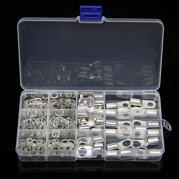 

170/100/60Pcs Assortment Copper Lug Terminals SC Bare Tinned Ring Seal Wire Connectors Bare Cable Crimped/Soldered Terminal Kit