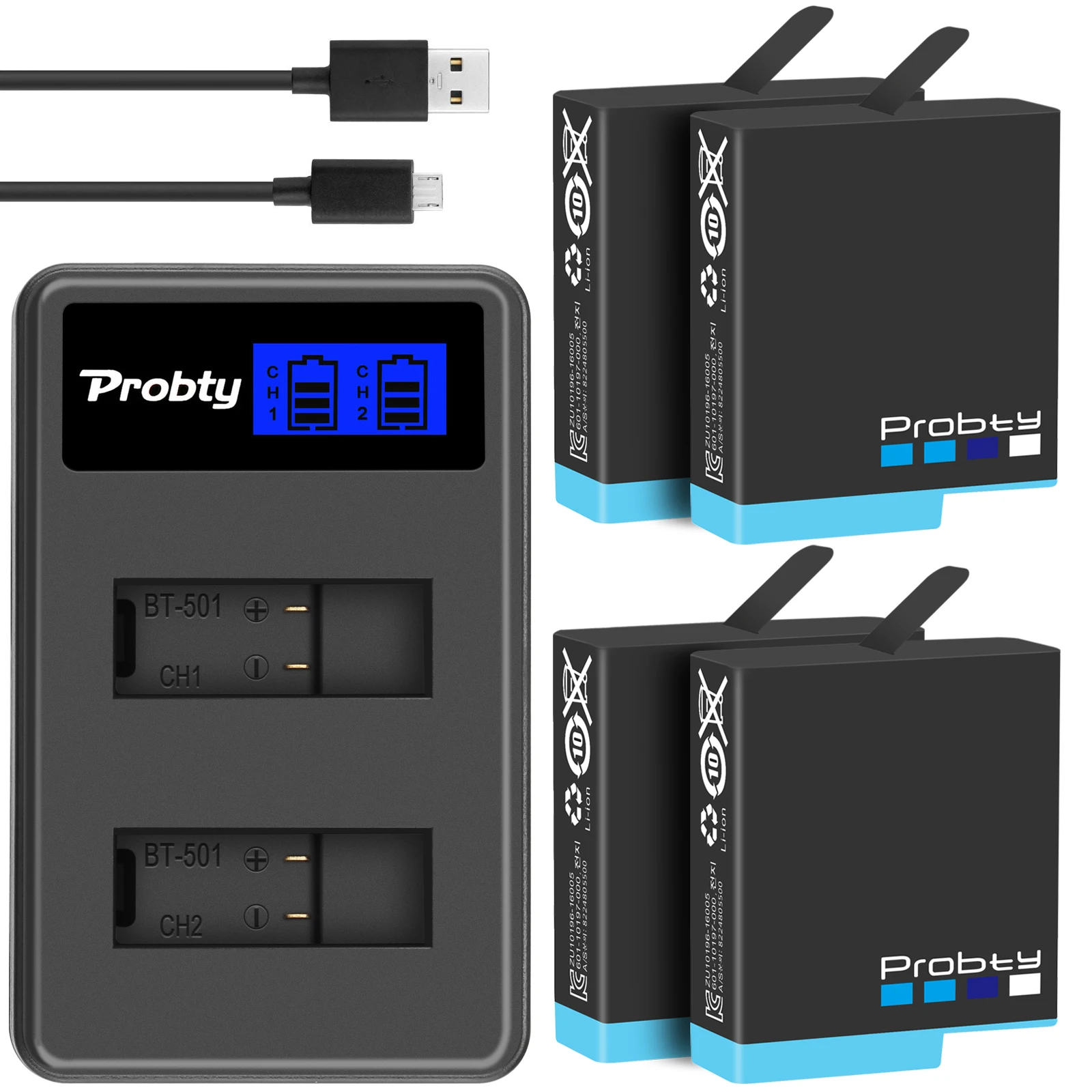 バッテリー充電器Gopro 8 7 6,1680mAh,goproヒーロー8 7 gopro用