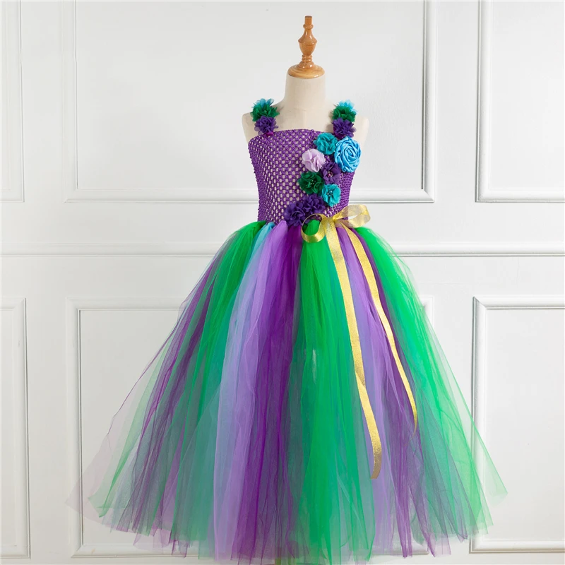 

Girls Flowers Princess Costumes Cosplay Long Dress Halloween Costume For Kids