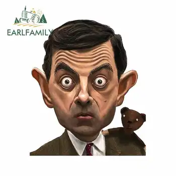 

EARLFAMILY 13cm x 11.1cm for Mr Bean & Teddy Cartoon Rowan Atkinson Car Stickers and Decals Fashion Waterproof Sunscreen