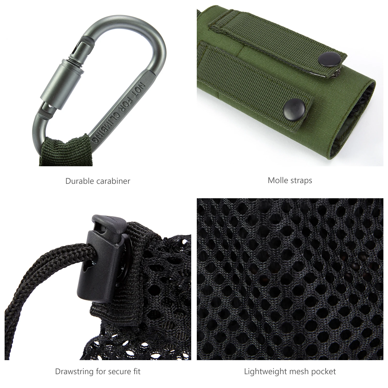 Bassdash Water Bottle Pouch with Molle Straps Belt Clip Carabiner Foldable Mesh Holder Bag for Travel Fishing Hunting Hiking 2