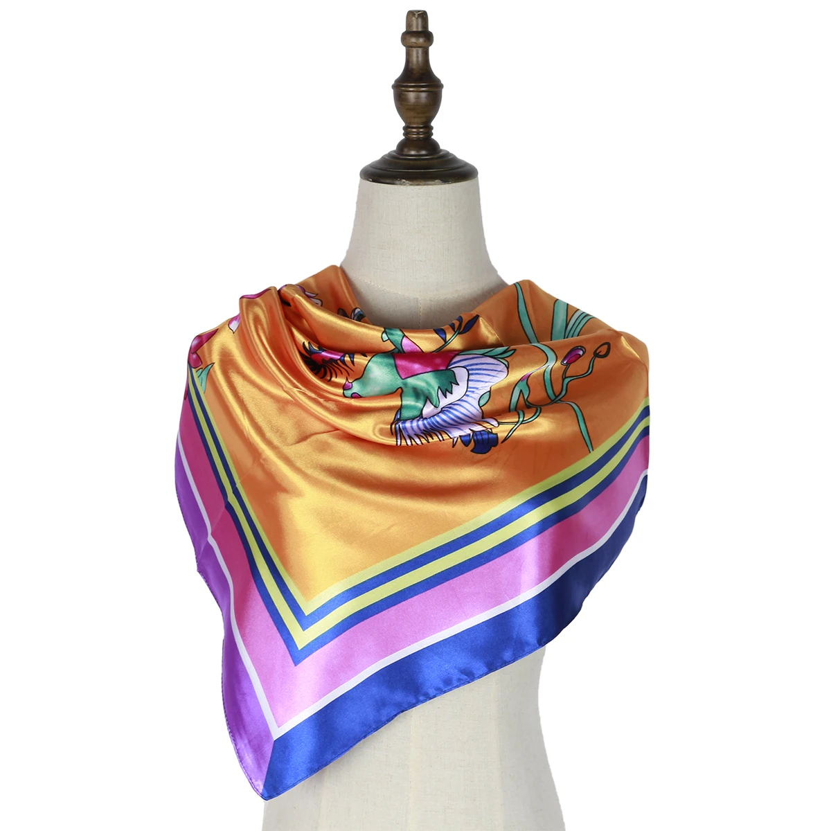 

scarf silk fashion floral birds rinted brand style women silk satin square scarf 90cm hijab scarf head scarf shawl