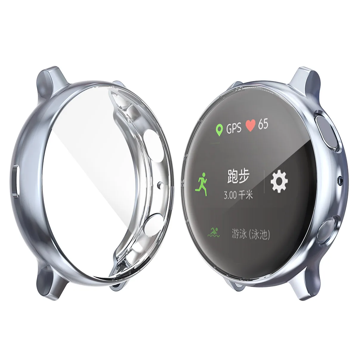 Экран протектор чехол для samsung galaxy watch active 2 ультра-тонкий мягкий силиконовый чехол для полной защиты чехол для galaxy Активный 40/44 мм - Цвет: gray