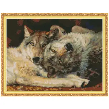 

Wolf animals counted printed on the canvas 11CT 14CT DIY kit Chinese Cross Stitch embroidery needlework Sets home decor