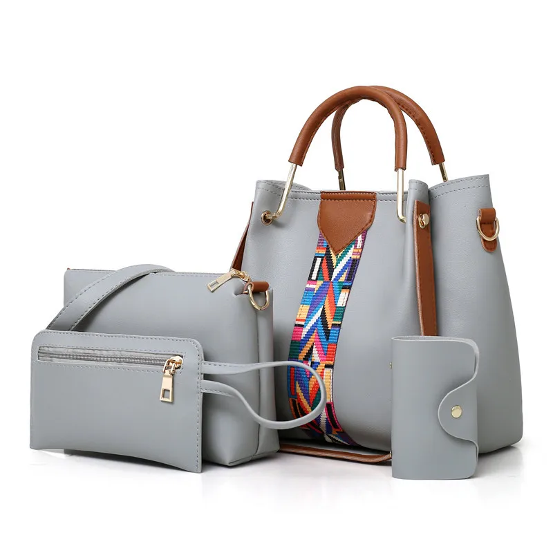 

Europe And America 2018 New Style WOMEN'S Fashion Handbag Webbing Hand Four-piece Set Different Size Bags Versatile Shoulder Cro
