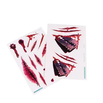 

8pcs Halloween Stickers Horror Bloody Tattooing Sticker Scar Funny Sticker