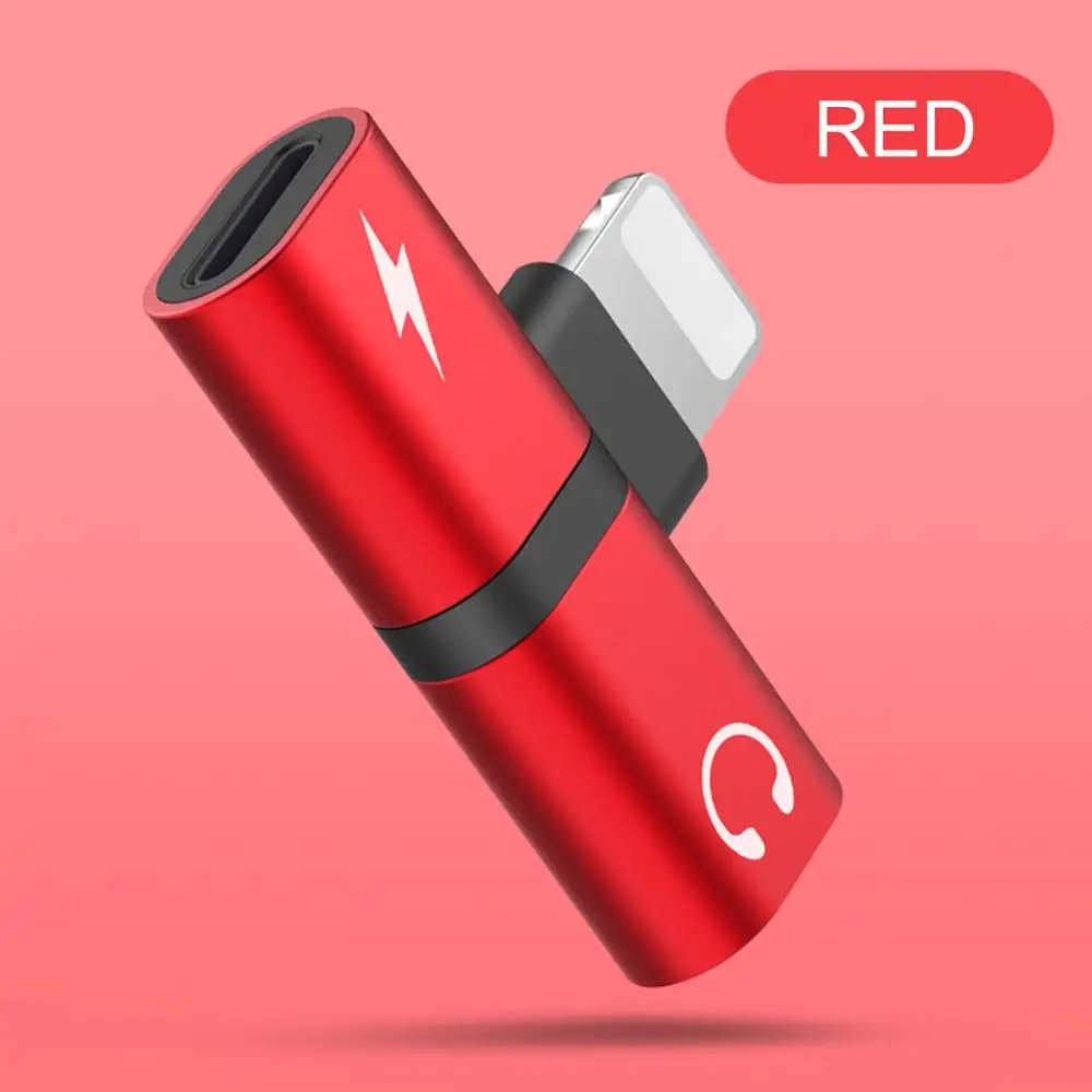 Двойной адаптер Lightning Splitter для наушников аудио и зарядный адаптер для iPhone 7/8/iPhone X, совместимое управление музыкой, зарядка - Цвет: Красный