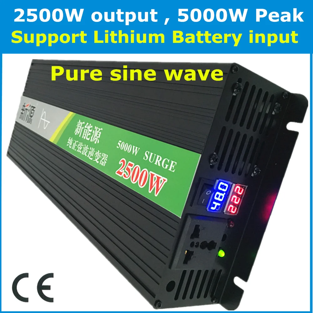 2500W Pure Sine Wave Inverter 24V to 120V DC to AC Power Inverter Converter Car 