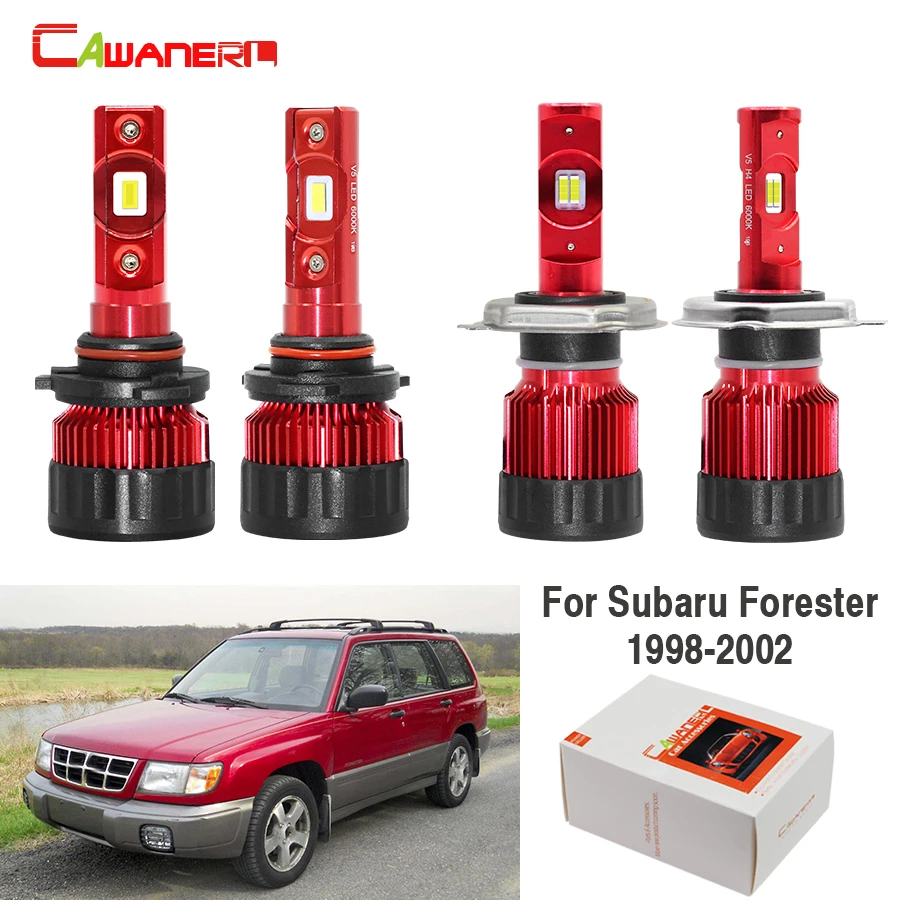 

Cawanerl 4 Pieces Car H4 9006 LED Headlight Hi/Lo Beam Fog Light White 9000LM 12V For Subaru Forester 1998 1999 2000 2001 2002