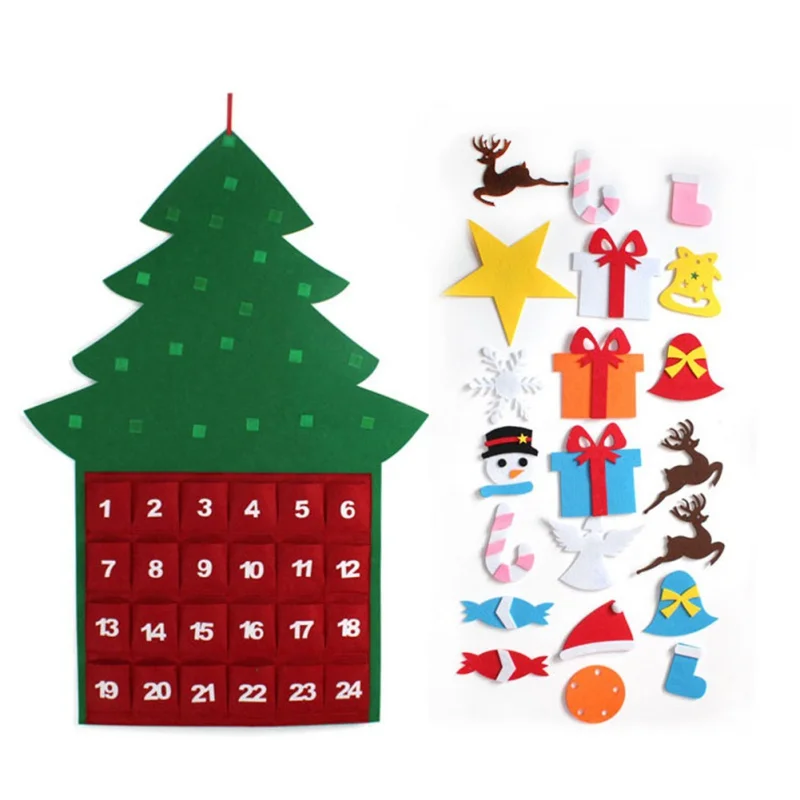 Милый фетровый подвесной тканевый календарь с карманами для рождественских украшений, детские игрушки, подарок