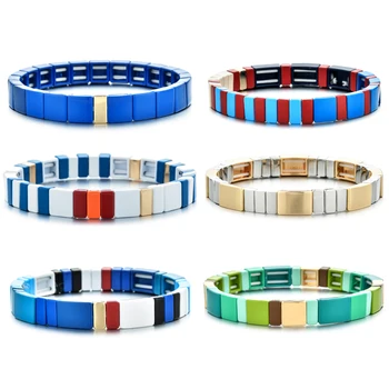 

ZMZY Multiple Colors Beads Strand Bracelet Stretchy Bangle Women Jewelry Rainbow Bracelets Colorful Tile Bracelet Bohemian Mujer