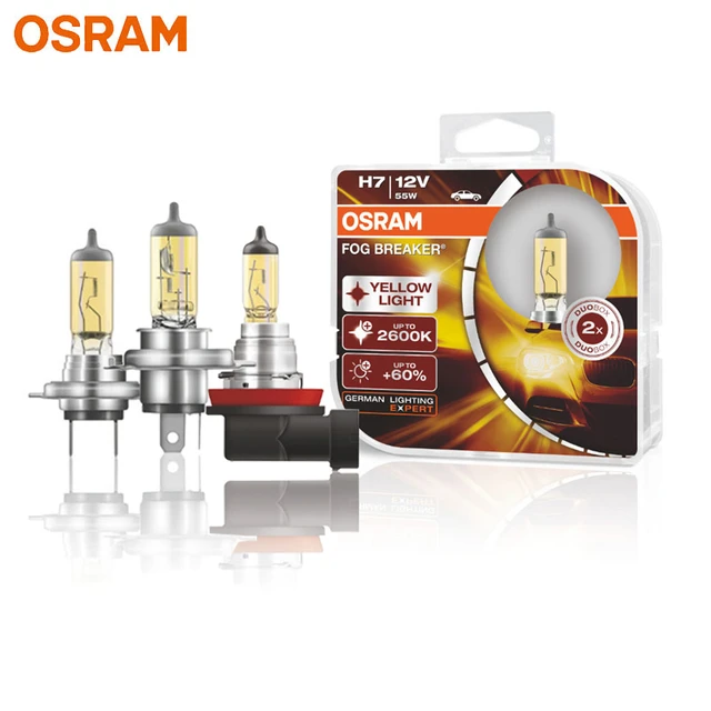 OSRAM H7 H3 H4 H1 H8 H11 H16 HB3 9005 HB4 9006 Fog Breaker 12V 55W 2600K Halogen  Original Headlight OEM (2 Pieces) - AliExpress