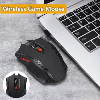 

Pohiks 1pc Black Wireless Gaming Mouse Optical Ergonomical Design Mice Adjustable 2000DPI with USB Receiver For PC Laptop