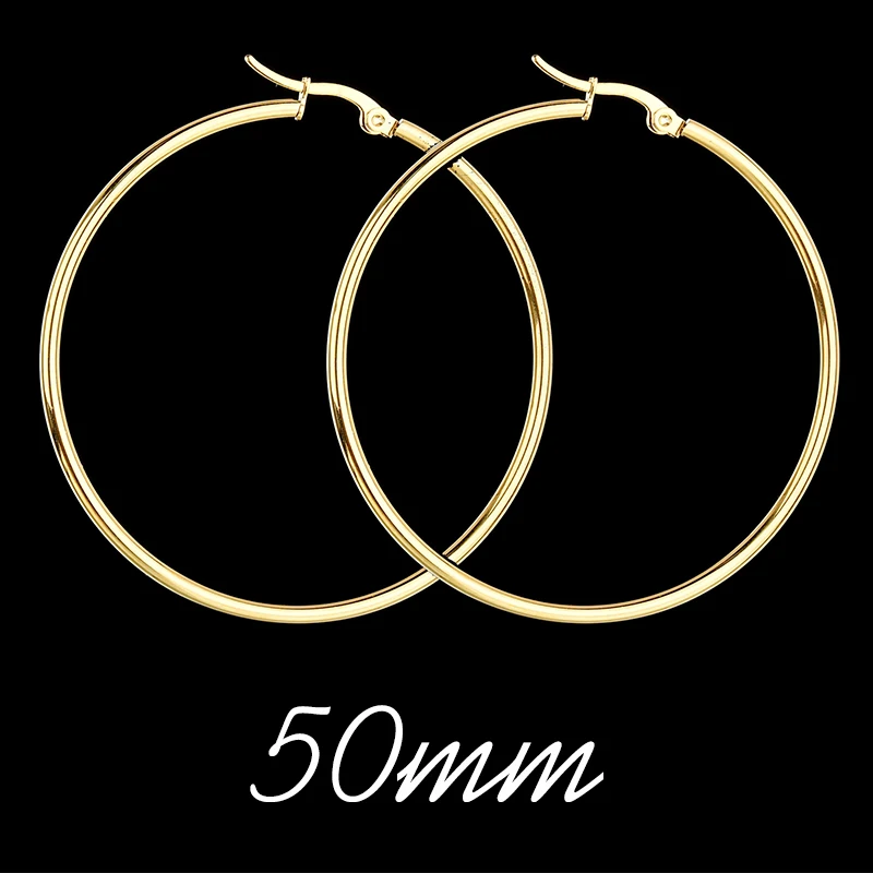 Round 50mm gold Raexrage богемные из нержавеющей стали Сердце Звезда большой круг обруч серьги Висячие круг серьги для женщин подарок Oorbellen Femme - Окраска металла: Round 50mm gold
