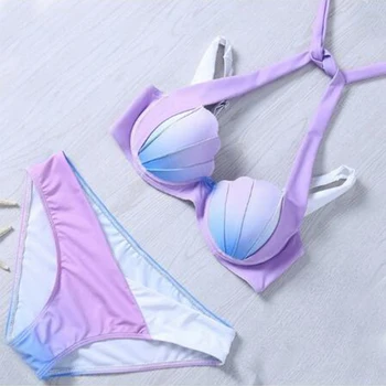 

Sexy Bikinis Women Swimsuit 2018 Push Up Swimwear Retro Bandage Cut Out Brazilian Bikini Set Halter Beach Bathing Suit Swim Wear