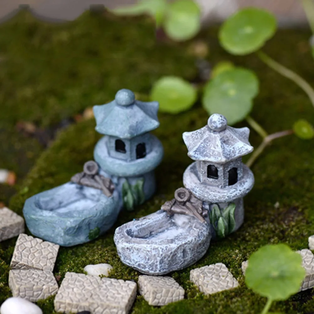 Vintage Artificial DIY Pool Tower Miniature Fairy Garden Home Houses Decoration Mini Craft Micro Landscaping Decor Accessories