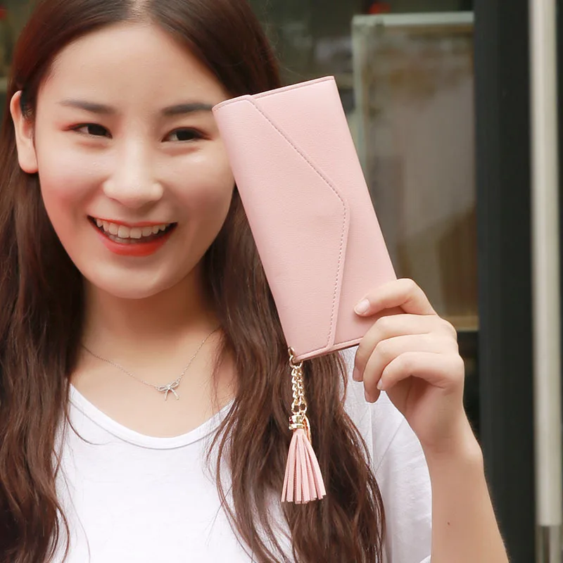 2020 spring and summer new long style trendy heart pendant simple fashion multifunctional lychee pattern women's wallet | Багаж и