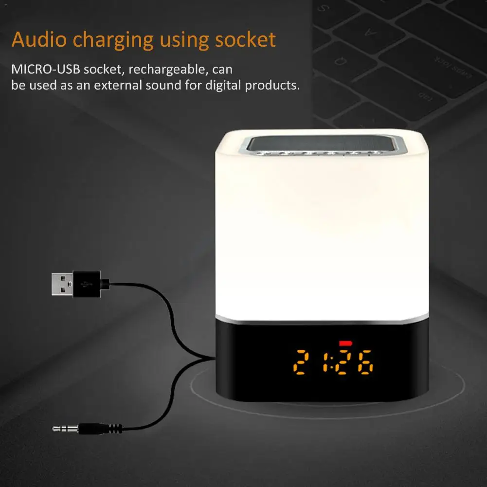 Красочный портативный беспроводной динамик s светодиодный свет Bluetooth умный динамик поддержка будильник прикроватная лампа мини аудио музыкальный плеер