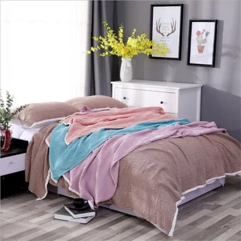 

100% Cotton Muslin Blanket 4 Layers Bed Cover Blankets for Beds Sofa Bedspread Sofa Cover Travel Soft Throw Blanket Home Textile