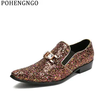 

Fashion Men's Sequins Dress Shoes Delicate Handcraft Wedding And Party Men Loafers Classic Men Ball Social Office Shoes
