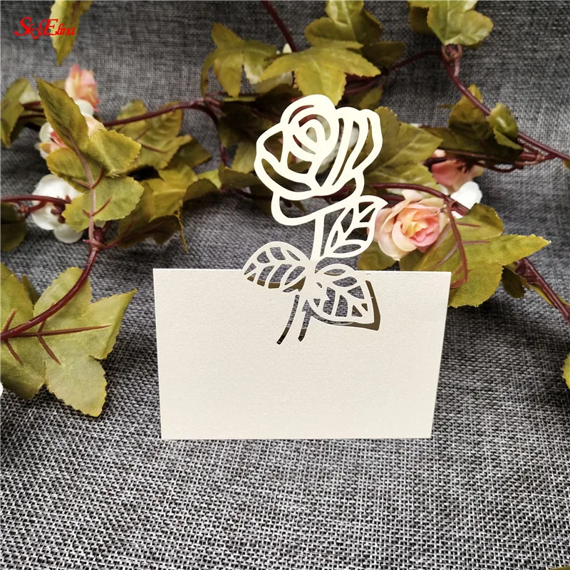 10/50pcs White Laser Cut Name Mark Place Cards Wedding Decoration Birthday Party Invite Table Favor Gift Card 5 | Дом и сад