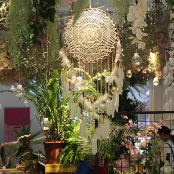 

Dream Catcher DIY Decoration Catchers Hanging Net Handmade Large Metal Circle Feather Dreamcatcher Home Wall Decor Ornaments