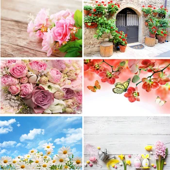

SHENGYONGBAO Vinyl Custom Photography Backdrops Flower and Wooden Planks Theme Photography Background 200309HK-010