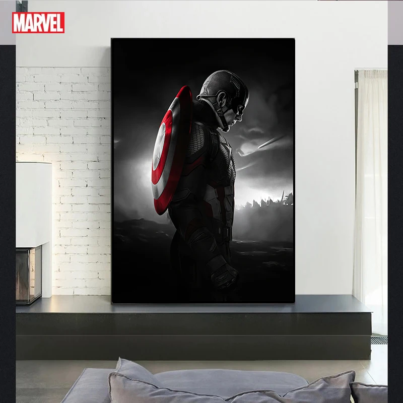 Superhero Marvel Poster Painting Iron Man Captain America Action Movie Characters Wall Art Kids Room Home Decoration Gift Toy | Дом и сад