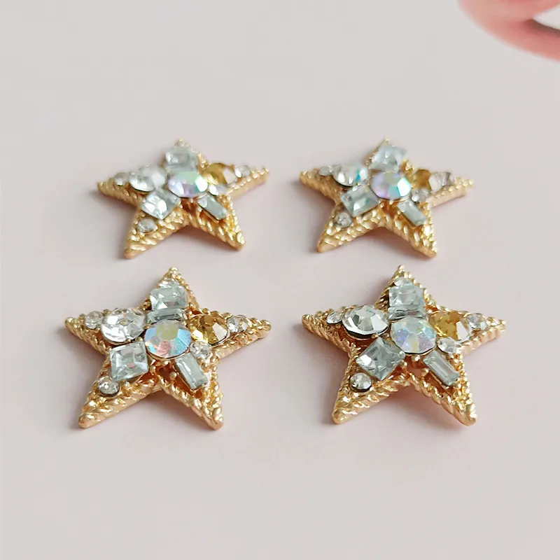 컬러 합금 스타 다이아몬드 장식 라인석 버튼 플랫백 액세서리, Diy 신부 헤어 액세서리 쥬얼리 10 개/묶음