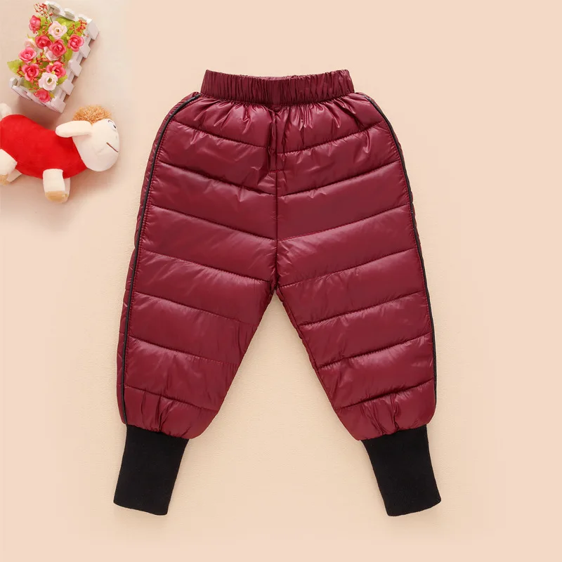 Scsech/зимние хлопковые детские прямые штаны теплые водонепроницаемые леггинсы для мальчиков и девочек длинные брюки с открывающимися штанинами, детская одежда, WJ40 - Цвет: red