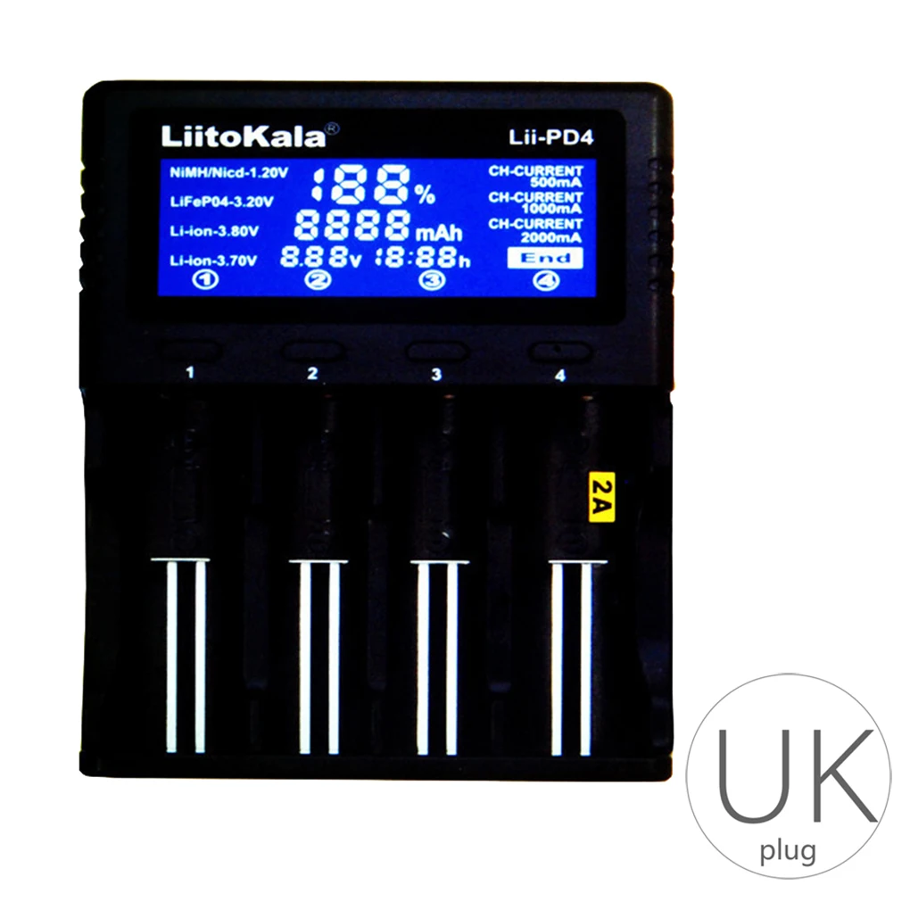 LiitoKala Lii-PD4 18650 26650 21700 4 слота ЖК-дисплей портативный дорожный аккумулятор зарядное устройство