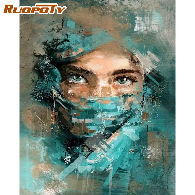 RUOPOTY-pintura por números DIY de 40x50cm para adultos, figura de mujer, pintura por número, decoración única hecha a mano para el hogar