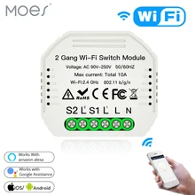 Wifi Smart Licht Schalter Diy Breaker Modul Smart Leben/Tuya APP Fernbedienung, arbeiten mit Alexa Echo Google Home 2 Gang 2 Weg.